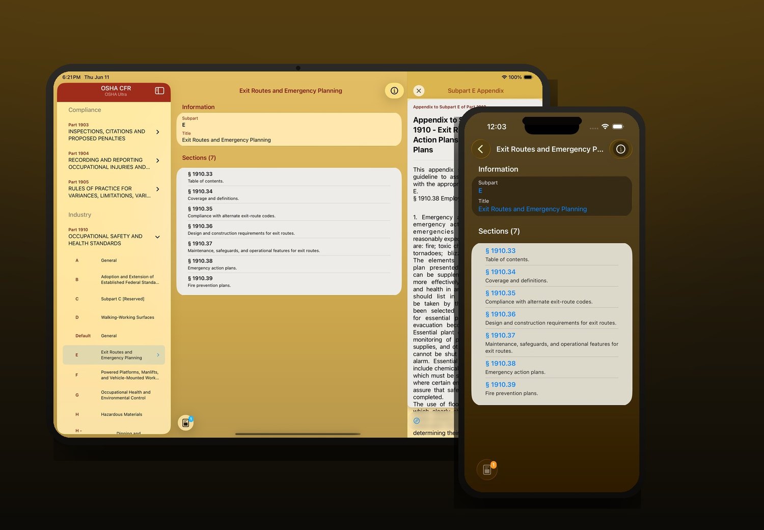 iOSHA e-Reference shown on iPad and iPhone together