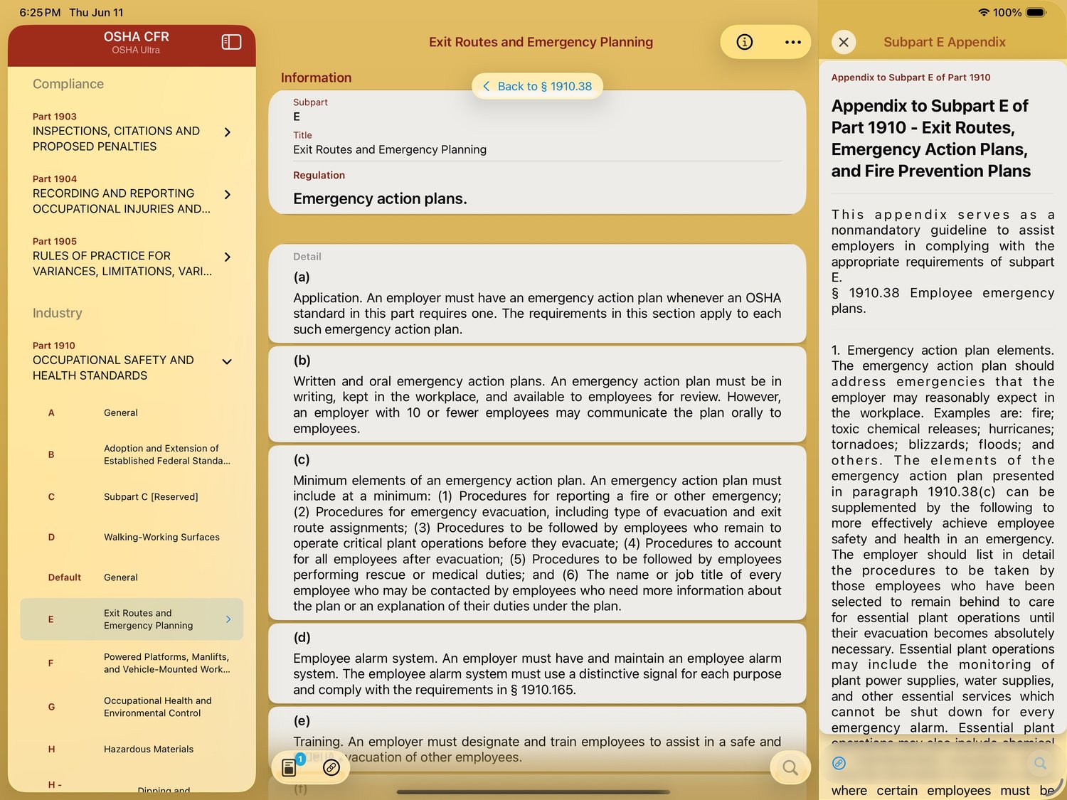 iPad regulation detail with appendix