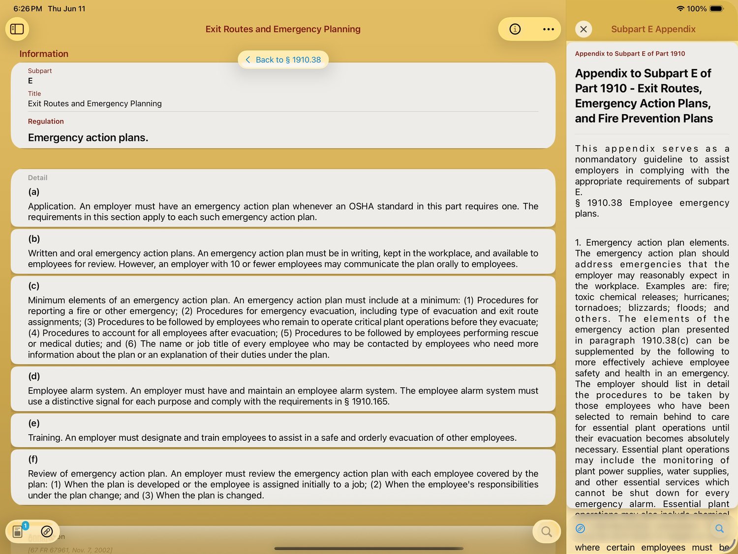 iPad regulation paragraphs two-pane