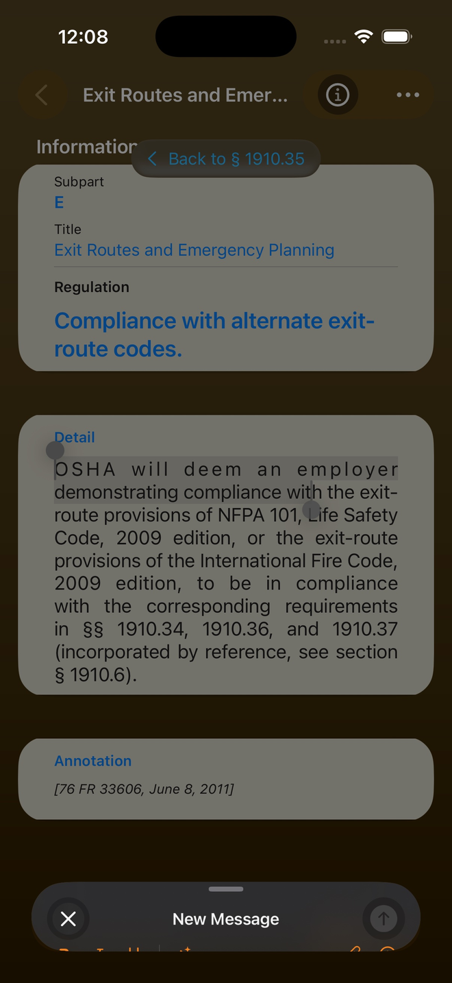 Section detail with regulations and letters of interpretation