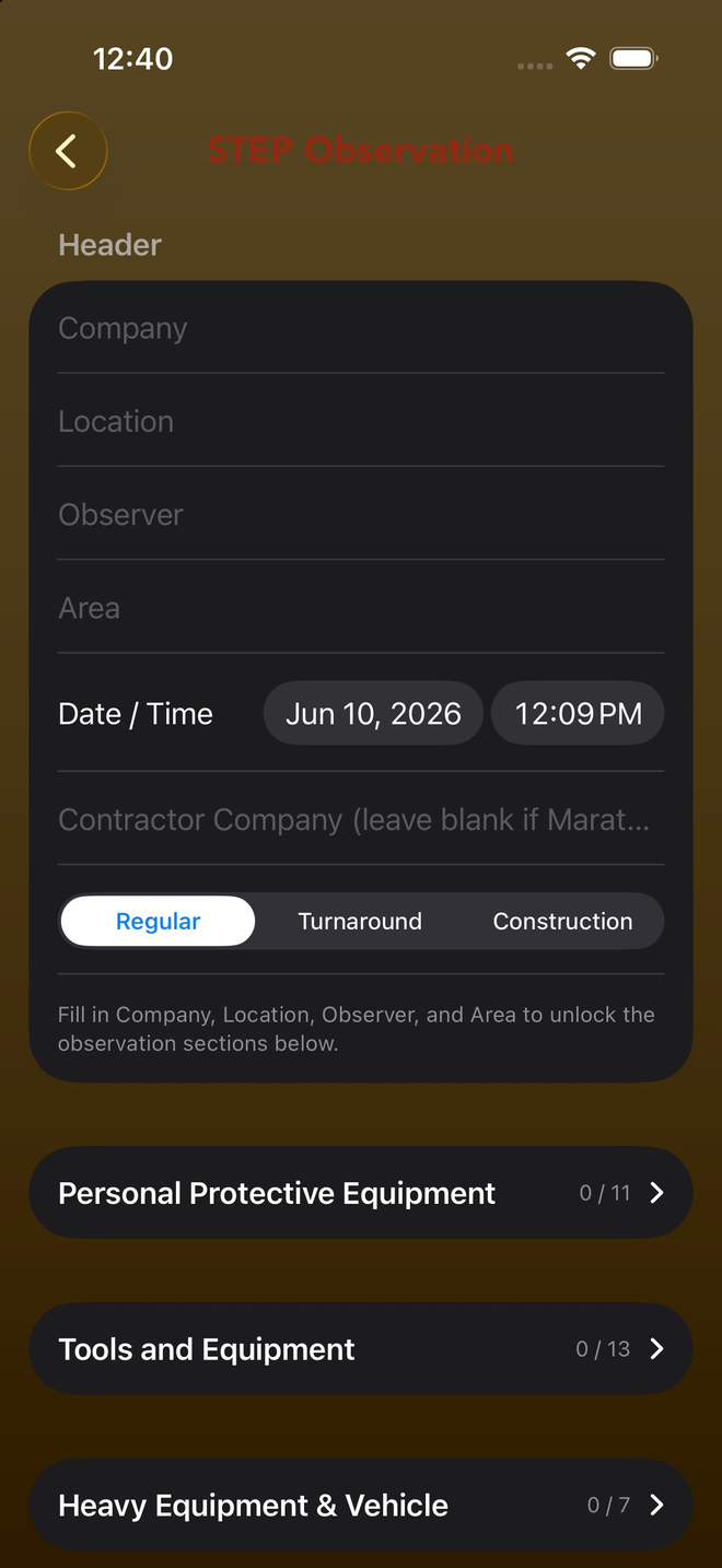 STEP Observation header form