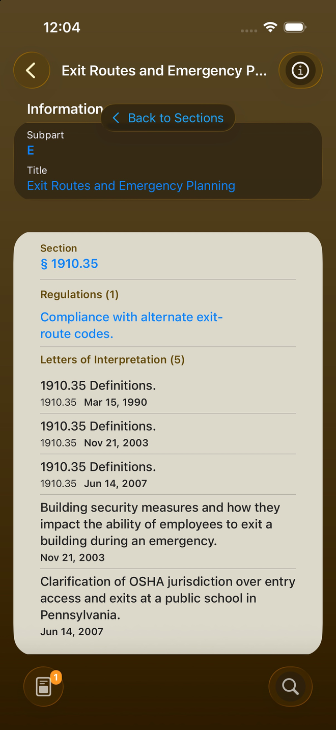 Regulation detail with selectable text and annotation