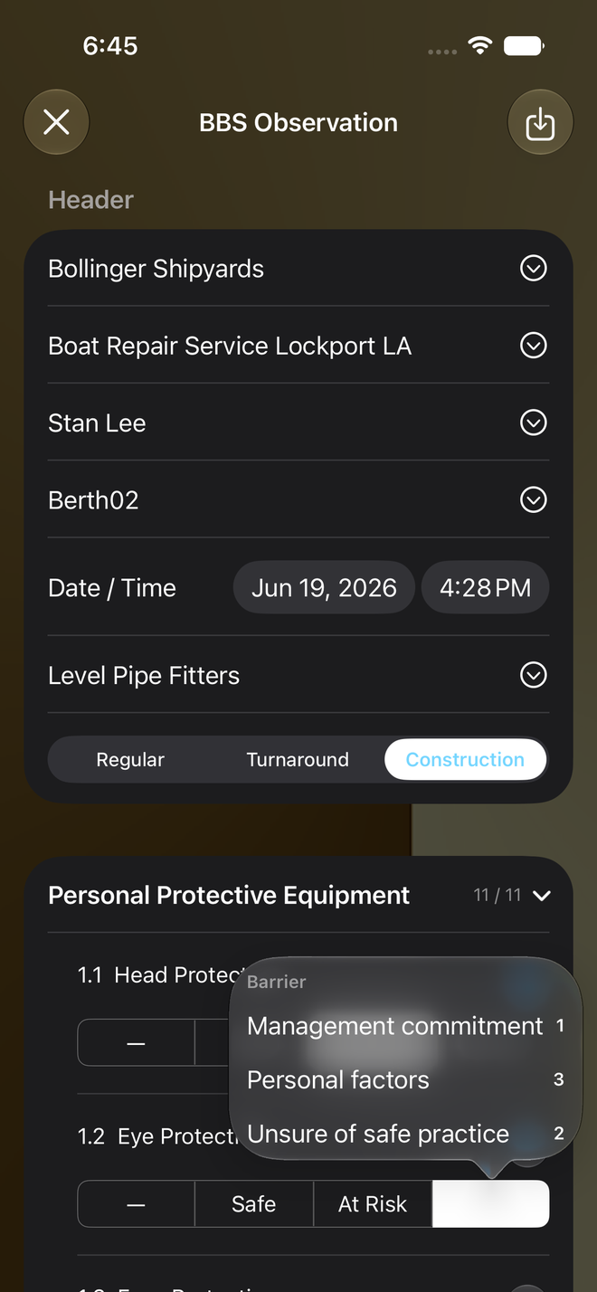 BBS Observation header controls